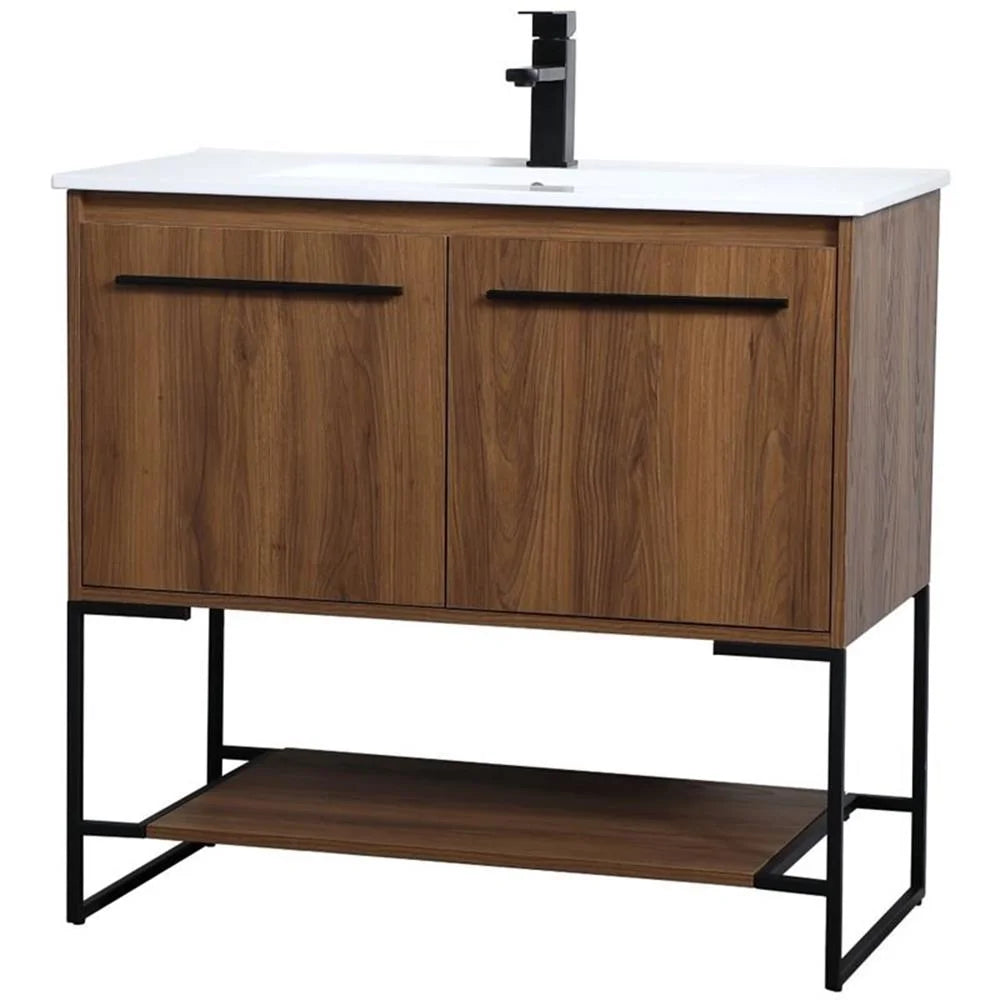 Elegant Kitchen and Bath 36 Inch Single Bathroom Vanity In Walnut Brown