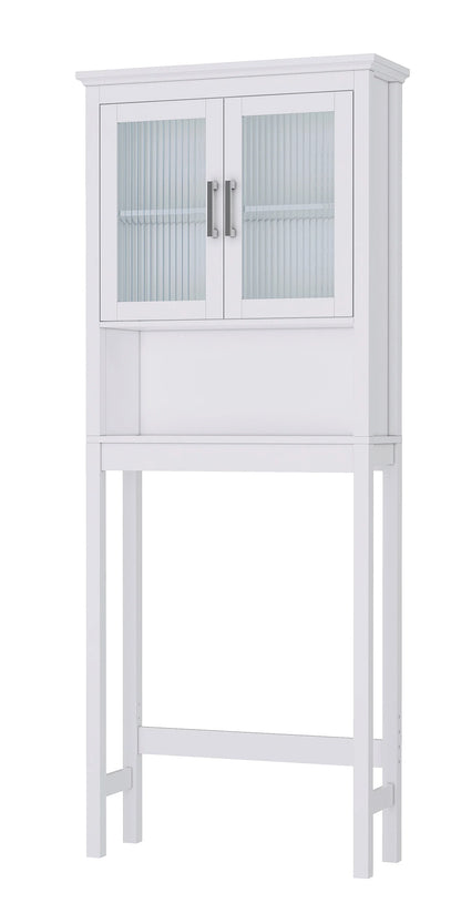 Spirich Bathroom Cabinets over the Toilet Shelf, Freestanding Space Saver Organizer with Tempered Glass for Bathroom White