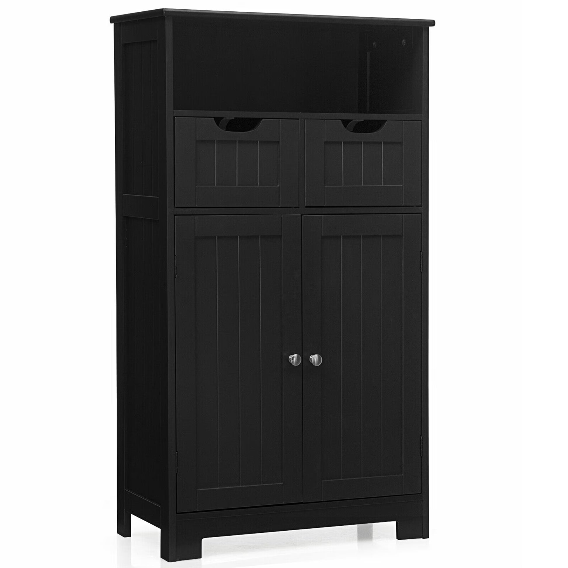 Giantex Multifunctional Floor Cabinet, Freestanding Bathroom Cabinet with Removable Drawers and Adjustable Shelf for Bathroom, Living Room, Bedroom or Entryway, 24 x 12 x 43 inches (Black)