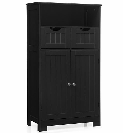 Giantex Multifunctional Floor Cabinet, Freestanding Bathroom Cabinet with Removable Drawers and Adjustable Shelf for Bathroom, Living Room, Bedroom or Entryway, 24 x 12 x 43 inches (Black)