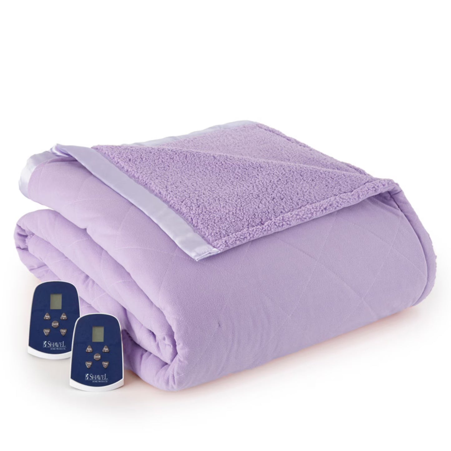 Shavel Home Products Micro Flannel Reverse to Sherpa Electric Blanket, Twin, Amethyst