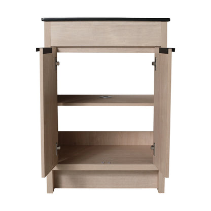 BNK 24/30/36 inch Freestanding Single Sink Bathroom Vanity with Soft Close Door and 1 adjustable shelf 24"W x 18.3"D x 35"H - Plain Light Oak