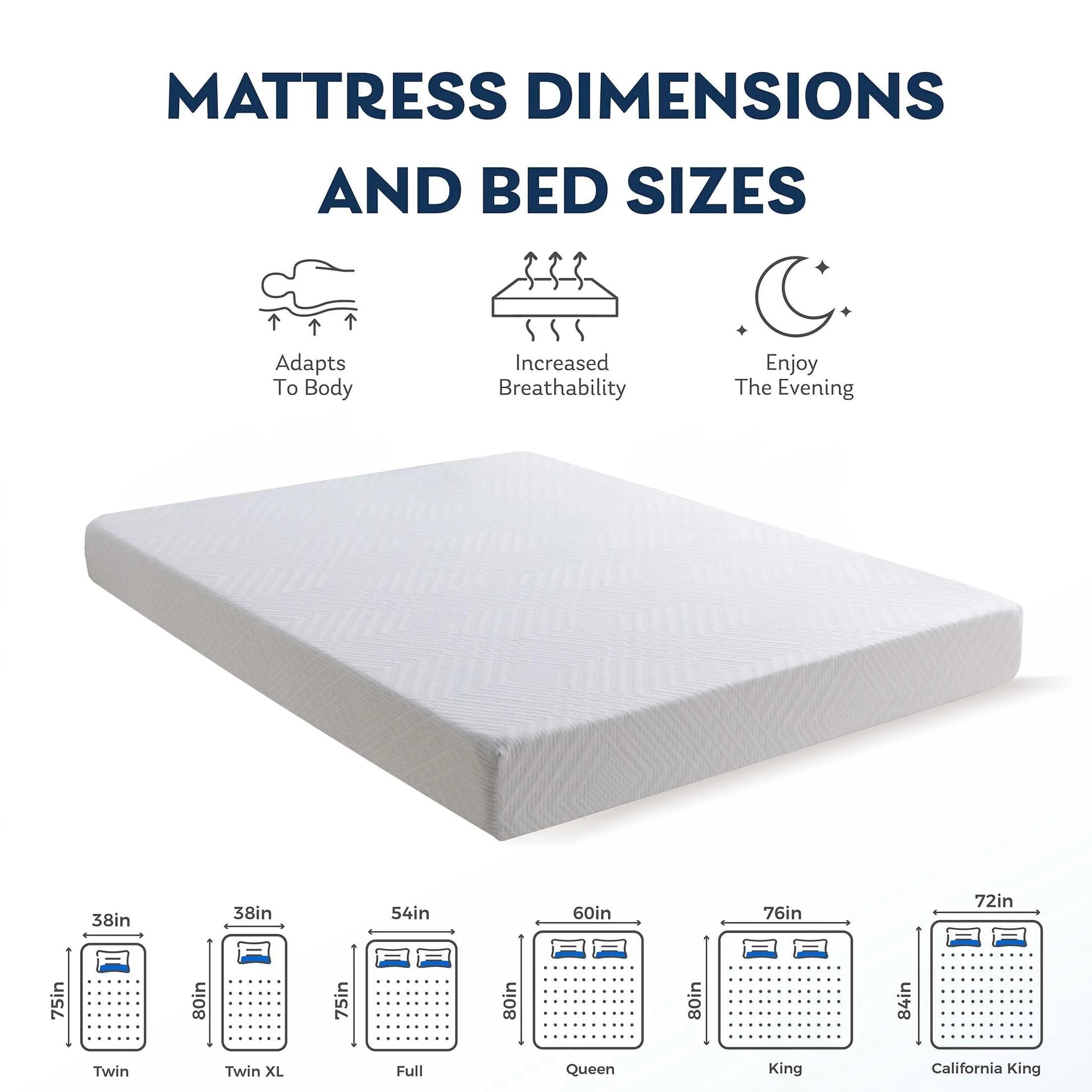 MLILY Ego White 6 inch Full Size Mattress, Memory Foam Mattress in a Box, Medium Firm