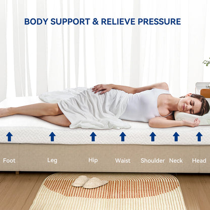 3 Inch Memory Foam Mattress Topper Queen Size Breathable Gel Memory Foam Cooling Mattress Topper Mattress Pad Cover for Back Pain Bed Topper with Washable Cover