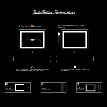 Ktaxon Anti-fog Wall Mounted Lighted Vanity Mirror LED Bathroom Mirror Anti Fog and IP67 Waterproof, Rectangle 40"x24" Silver