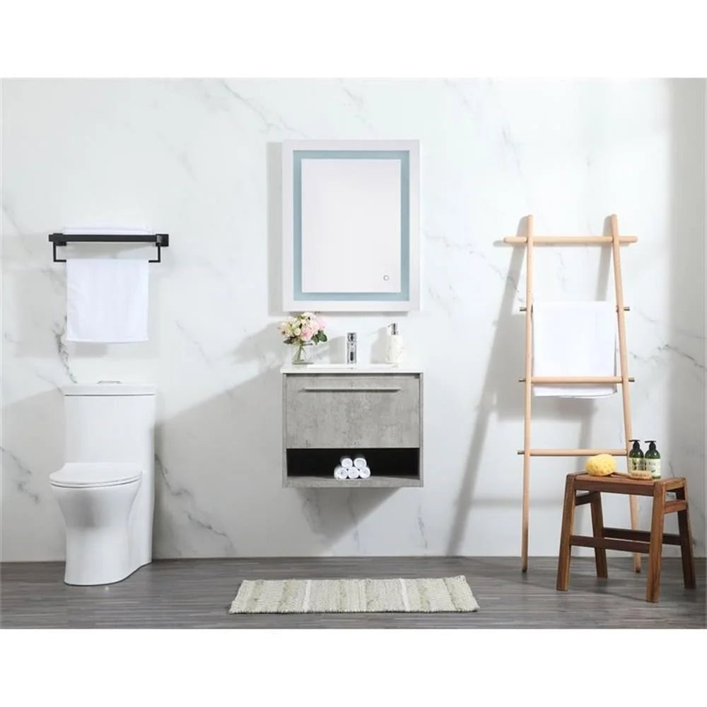 24 inch single bathroom vanity in concrete grey