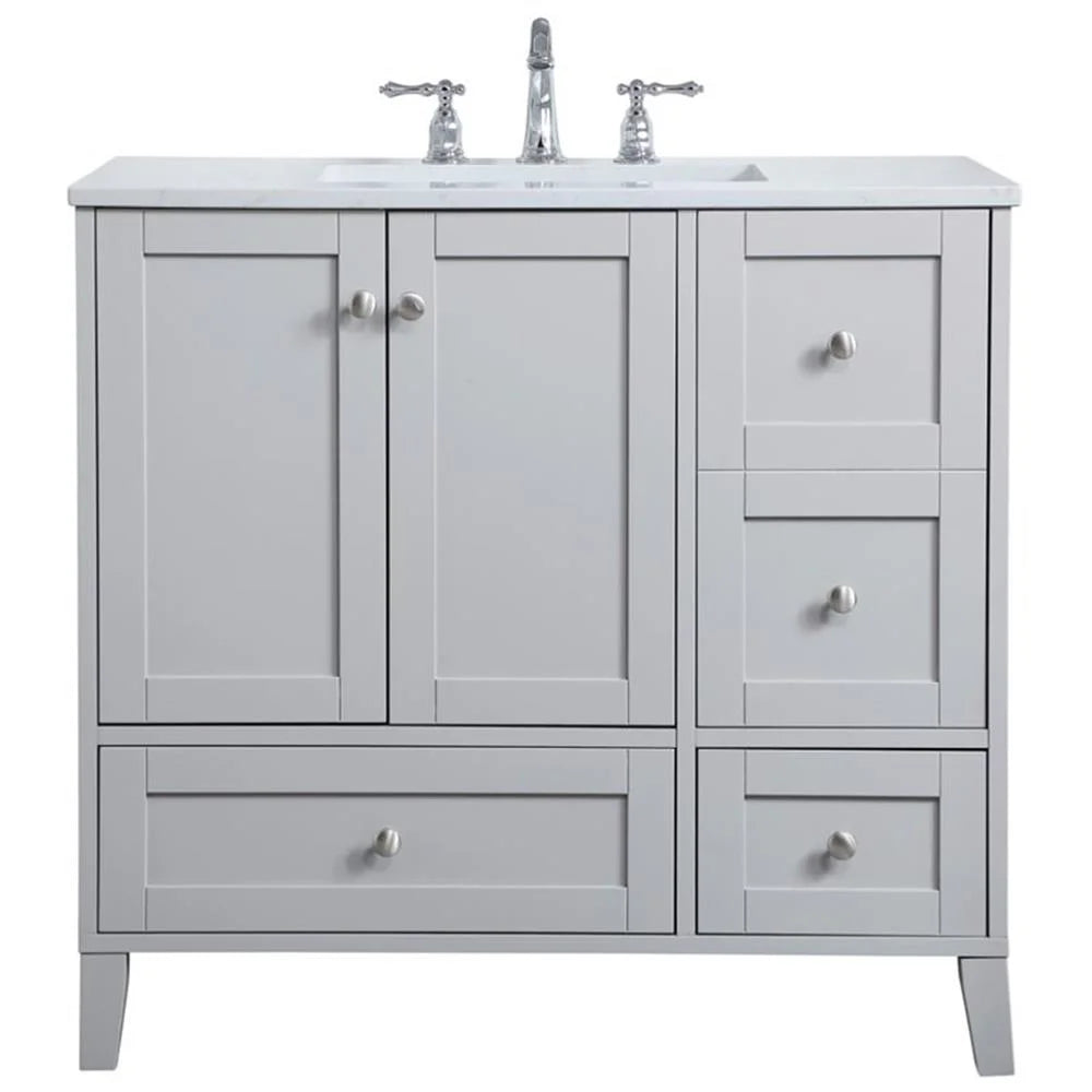 Elegant Decor Sommerville 36" Single Quartz Top Bathroom Vanity in Gray