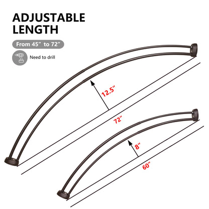 Utopia Alley Rustproof Wall Mounted Aluminum Double Curved Shower Curtain Rod, Screw Mount Rod, Secure Than Tension, Adjustable Shower Rod from 45" to 72", Includes shower liner & hooks (Bronze)