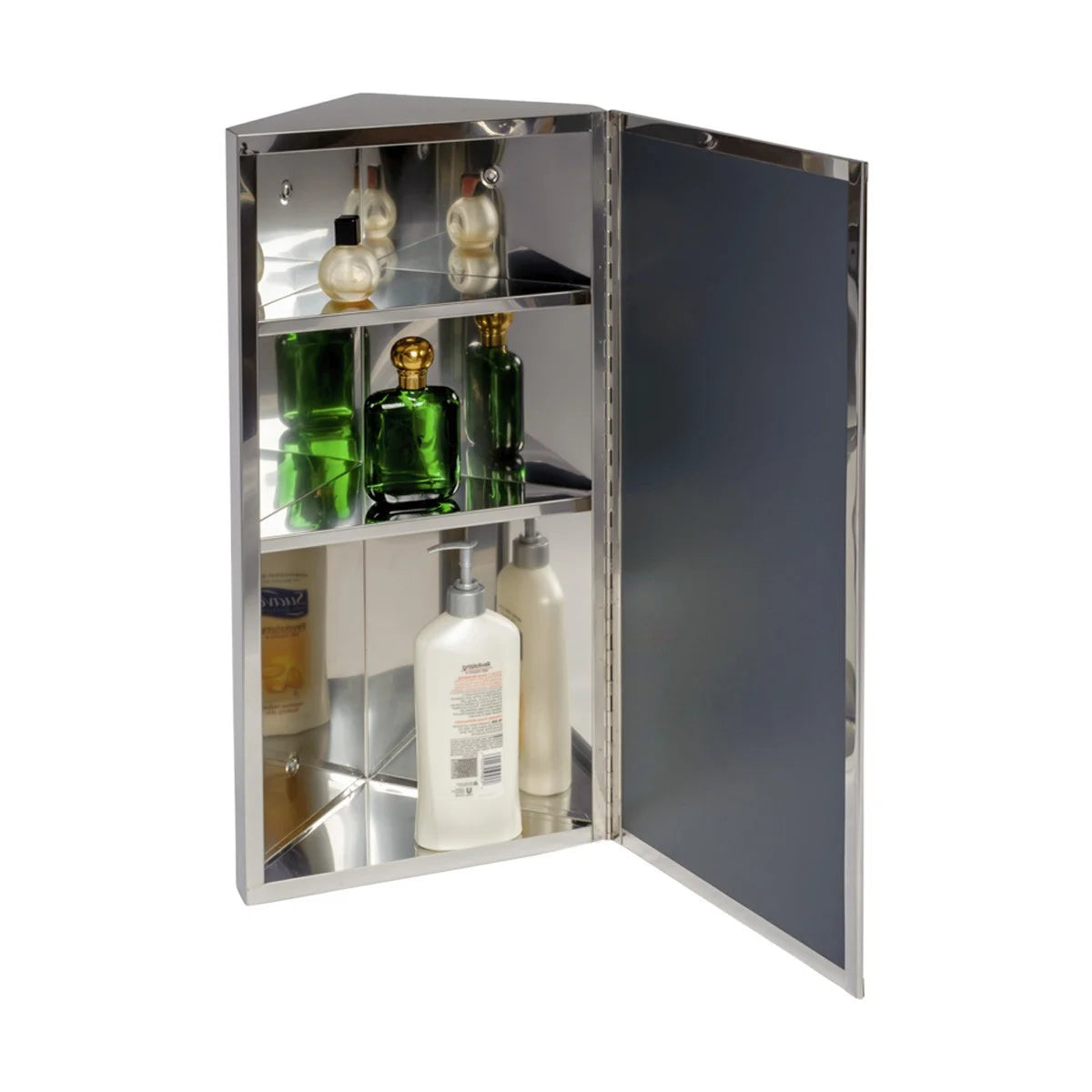 Corner Wall Mount Medicine Cabinet with Stainless Steel Bathroom Storage 23.6" Renovator's Supply