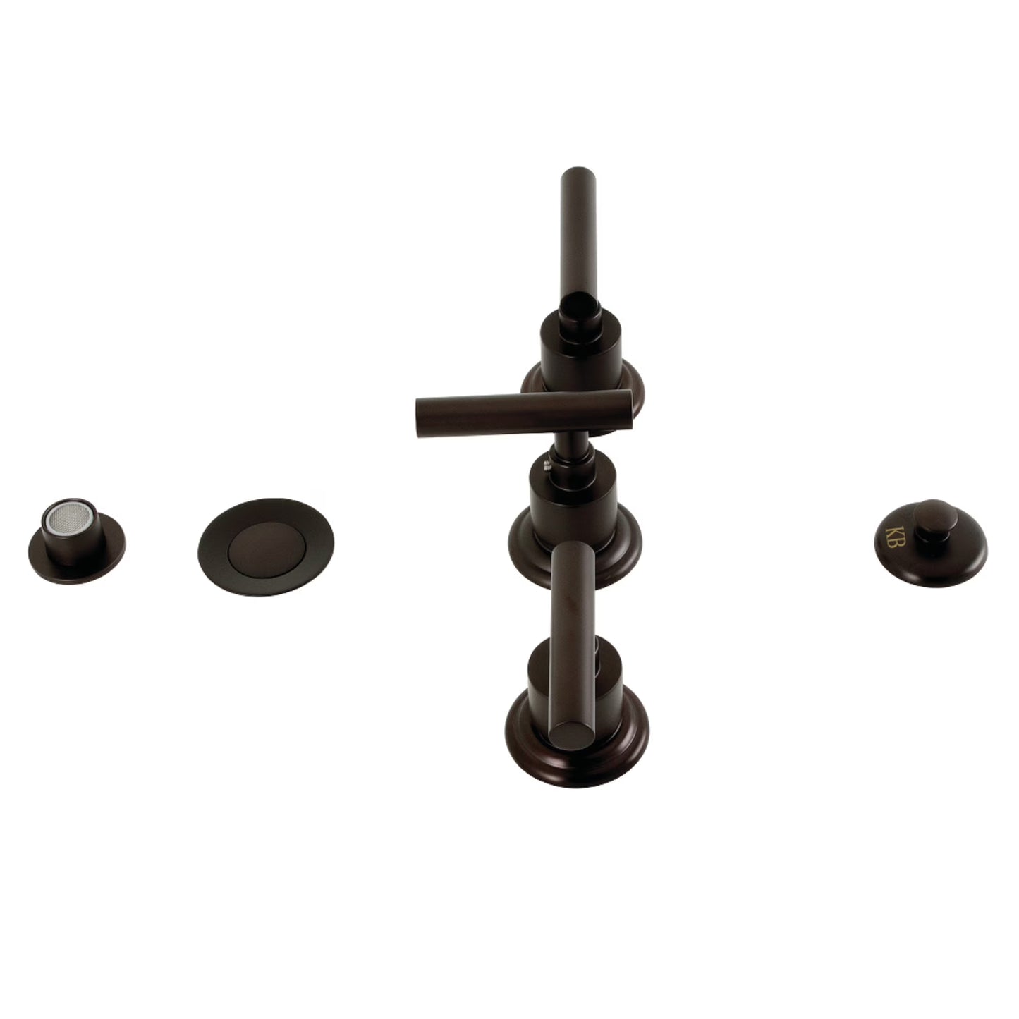 Kingston Brass KB6327CML Manhattan Three-Handle Bidet Faucet with Brass Pop-Up, Brushed Brass