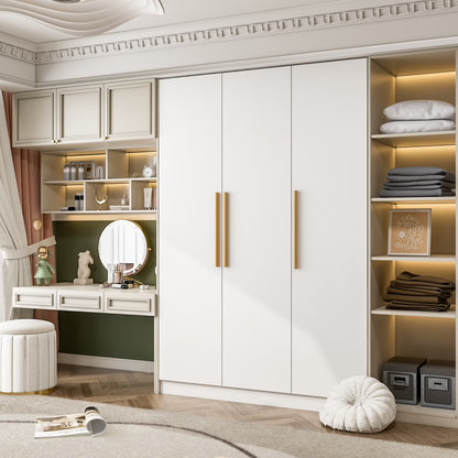 FUFU& GAGA Wardrobe Armoire Wooden Closet Cabinet 6 Storage Cube and Hanging Rod White