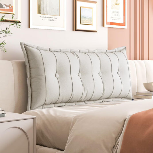 Daneey Large Headboard Pillow Full Pillow Headboard Soft Daybed Pillows Bolster Pillow for Bed & Couch Long Pillow for Bed Decorative, Removable Ivory Cover