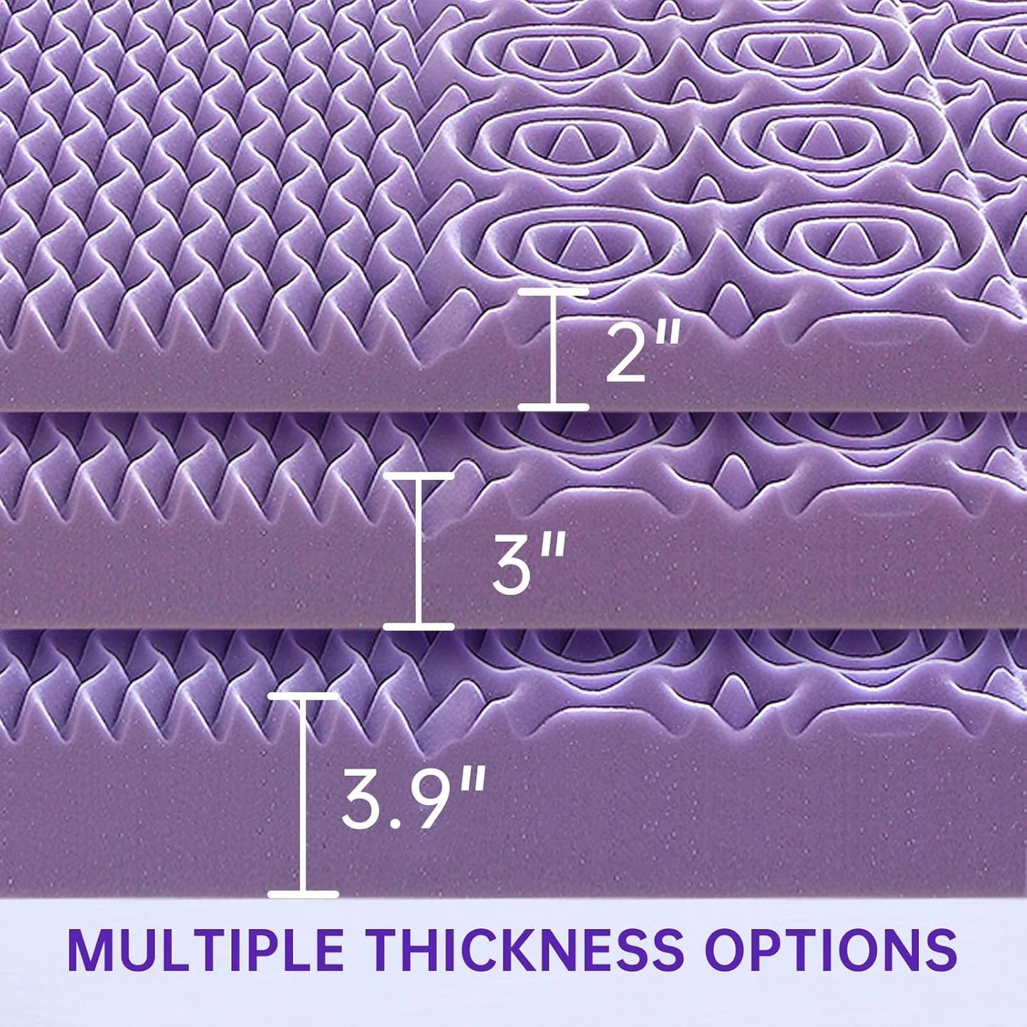 3 Inch Full Size Mattress Topper, 7-Zone Cooling Gel Infused Mattress Topper, Egg Crate Foam Bed Pad, CertiPUR-US and Oeko-TEX Certification (54"75", Lavender)