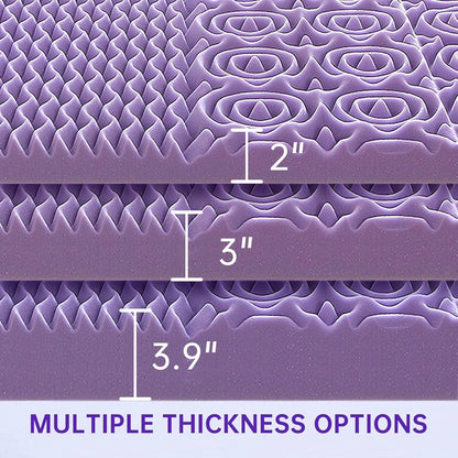 3 Inch Full Size Mattress Topper, 7-Zone Cooling Gel Infused Mattress Topper, Egg Crate Foam Bed Pad, CertiPUR-US and Oeko-TEX Certification (54"75", Lavender)