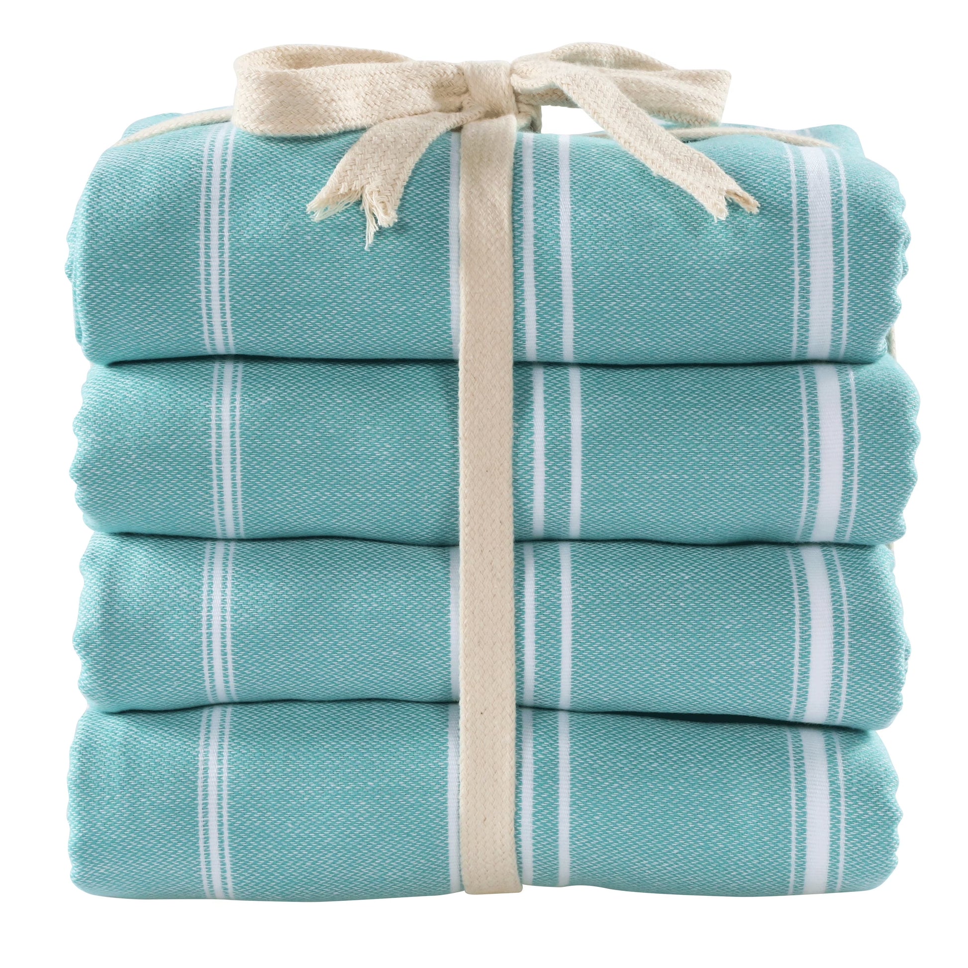 Cacala Turkish Beach Towel 100% Cotton, Set of 4, Sand-Free and Quick-Drying Perfect as an Extra Large Travel Towel, Beach Accessory, or Gift for Beach Lovers, 39° x 70°