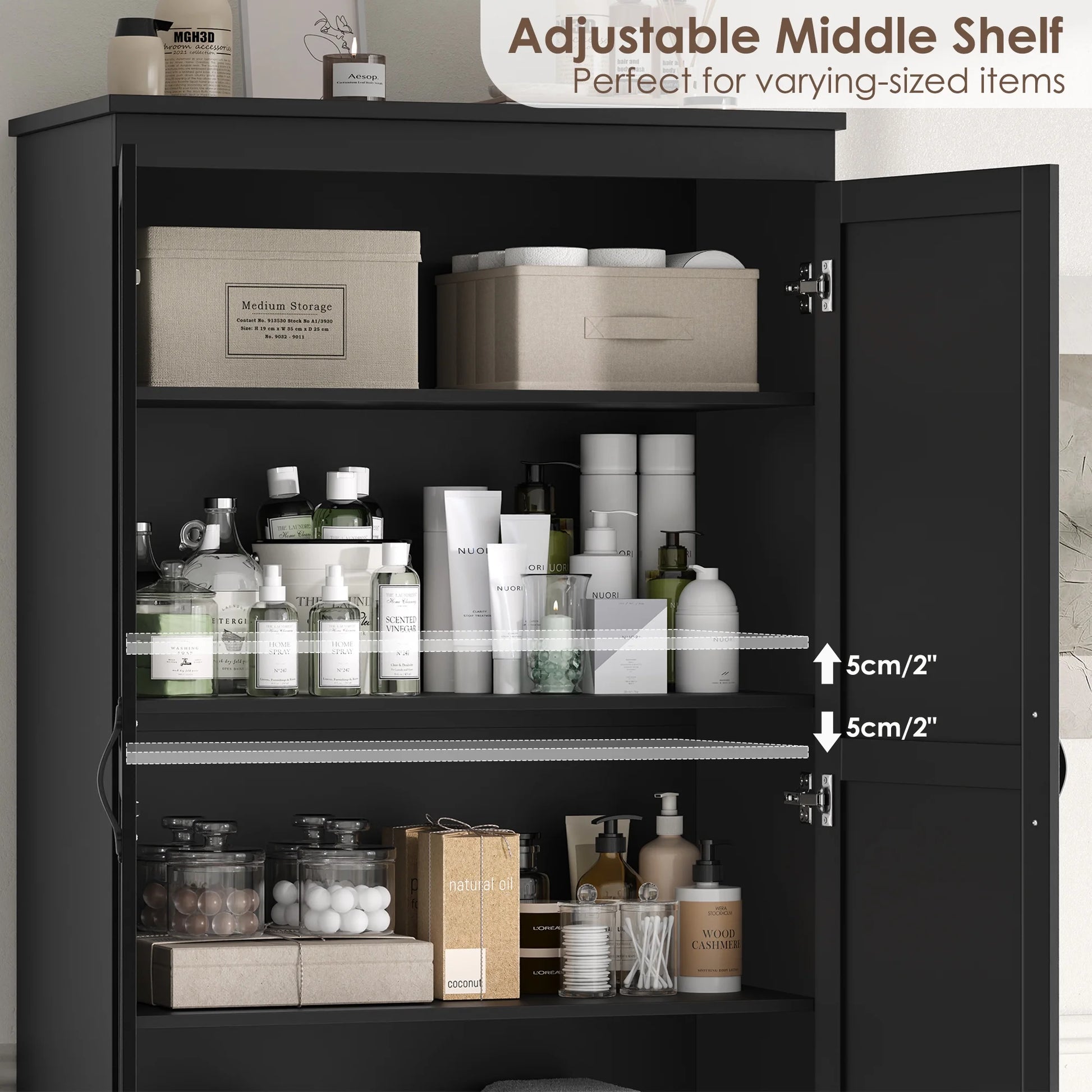 Homfa 70.3"H Bathroom Storage Cabinet, Farmhouse Linen Storage Cabinet with 2 Drawers, White