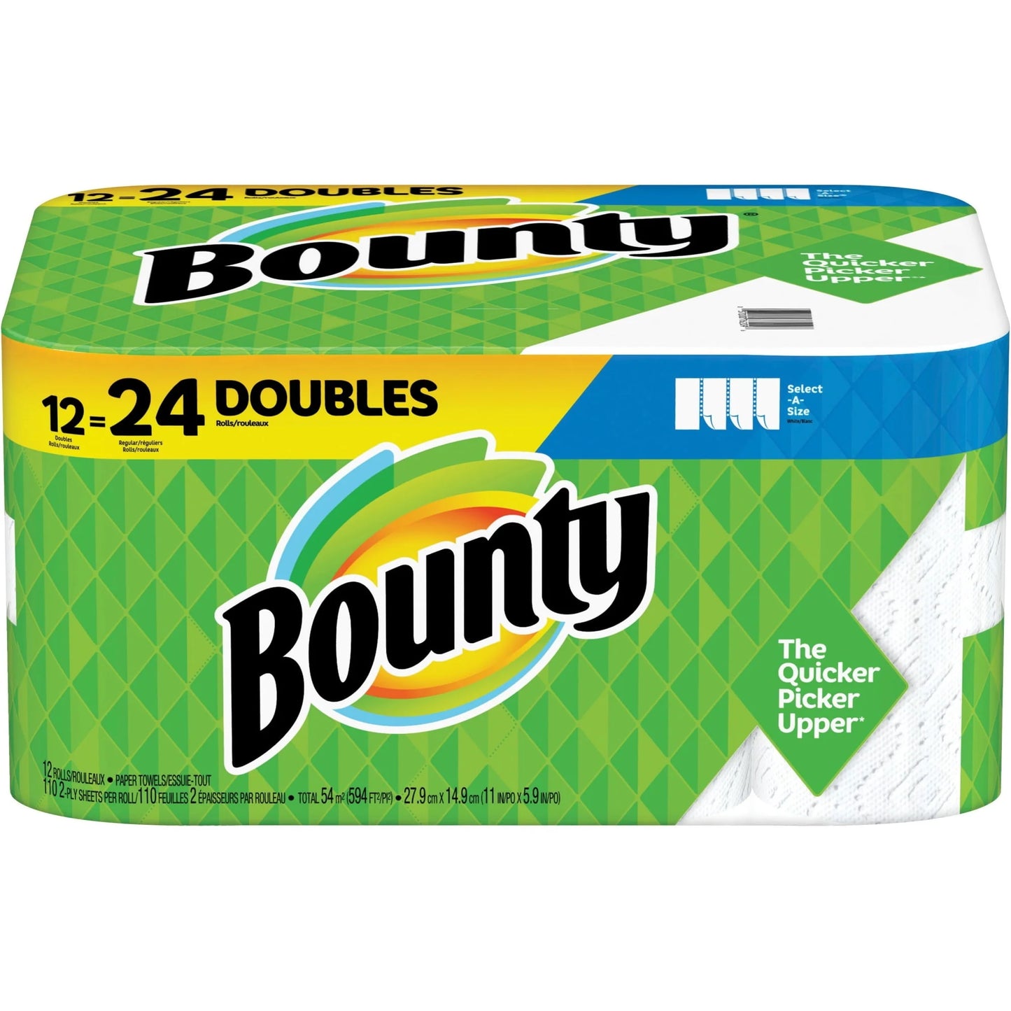 Bounty Select-A-Size Paper Towels, White, 12 Double Rolls