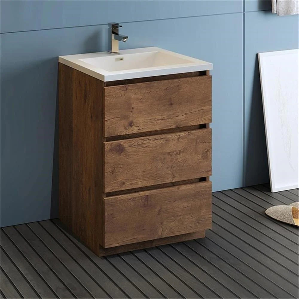 Fresca Lazzaro 24" Rosewood Free Standing Modern Bathroom Cabinet w/Integrated Sink