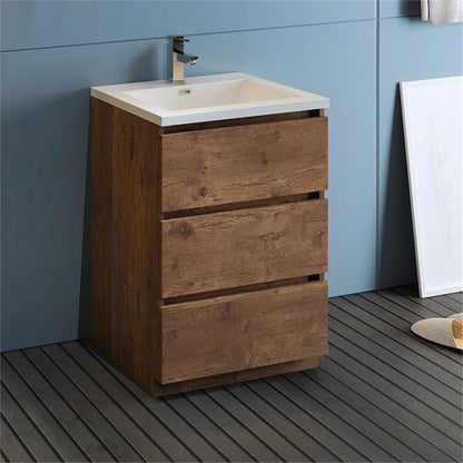 Fresca Lazzaro 24" Rosewood Free Standing Modern Bathroom Cabinet w/Integrated Sink