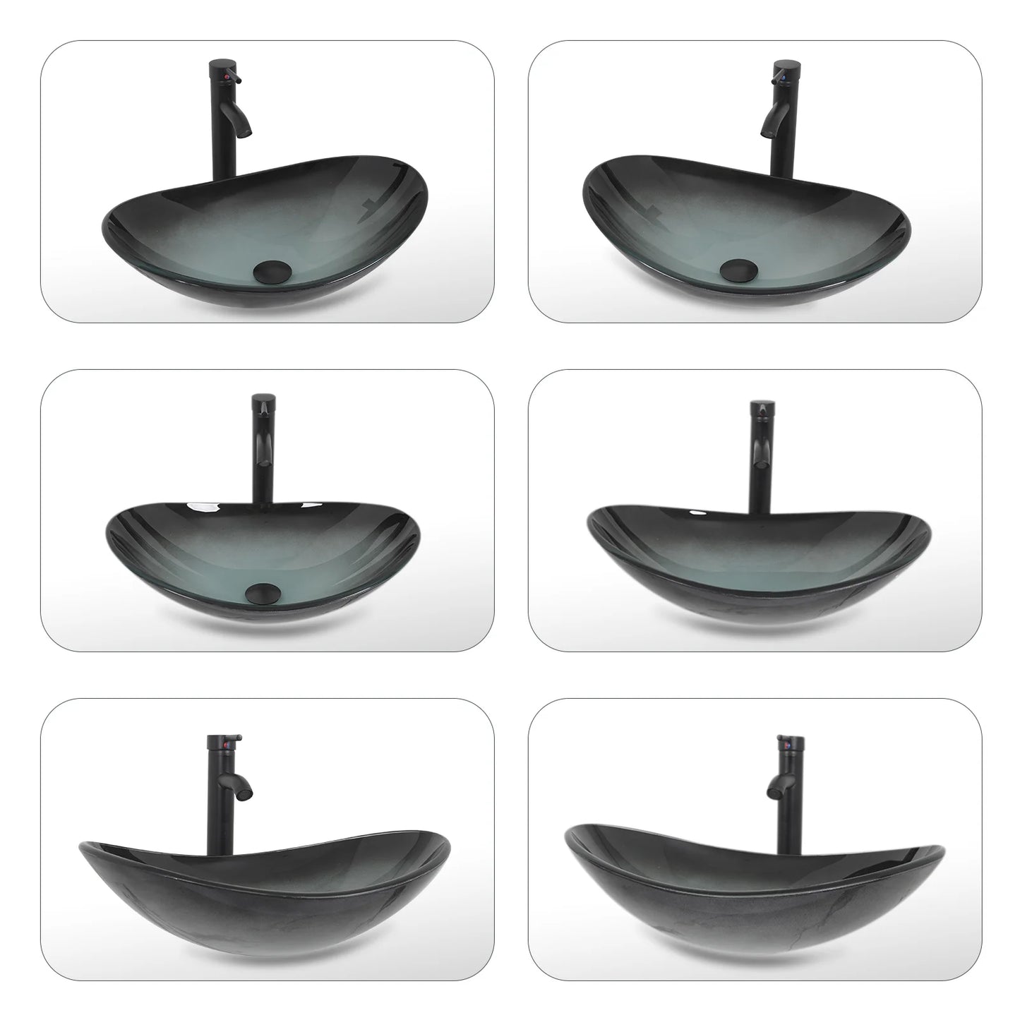 PULUOMIS Bathroom Vanity, 30" Bathroom Vanity with Sink Combo Set, Brown Modern Wood Bathroom Cabinet with Black Ceramic Bathroom Sink