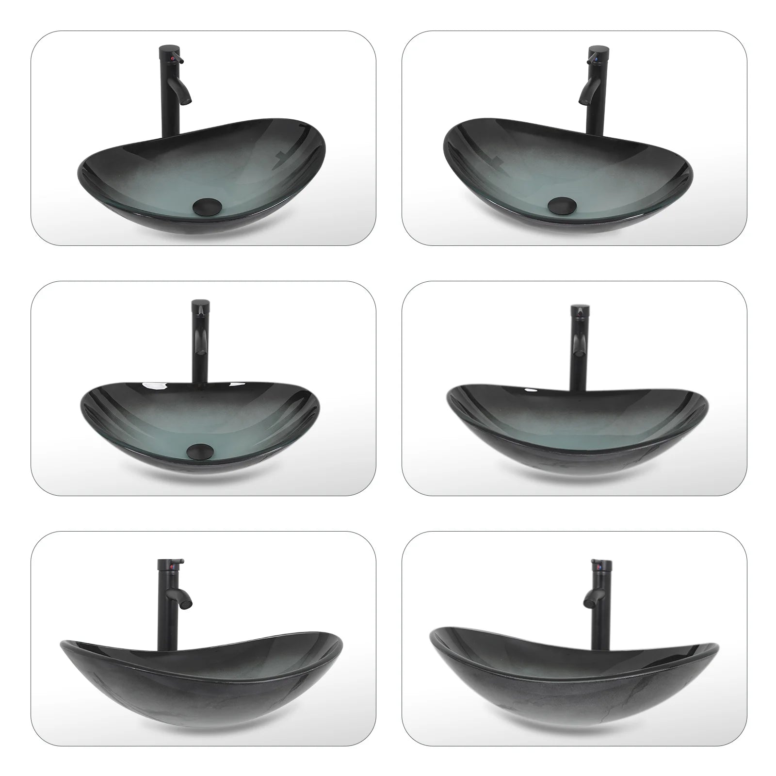 PULUOMIS Bathroom Vanity, 30" Bathroom Vanity with Sink Combo Set, Brown Modern Wood Bathroom Cabinet with Black Ceramic Bathroom Sink