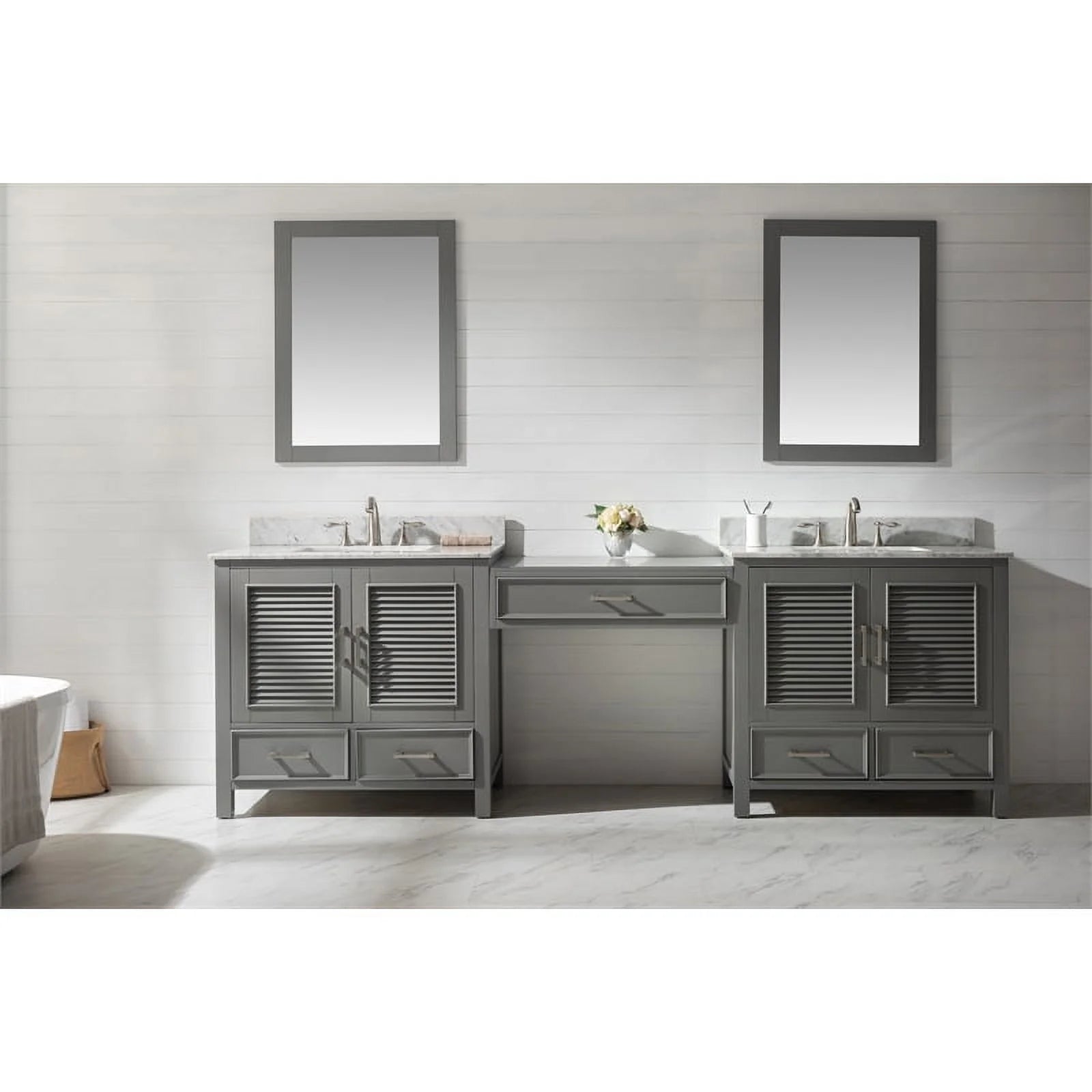 Design Element Estate 102" Double Sink Bathroom Vanity Modular Set in White