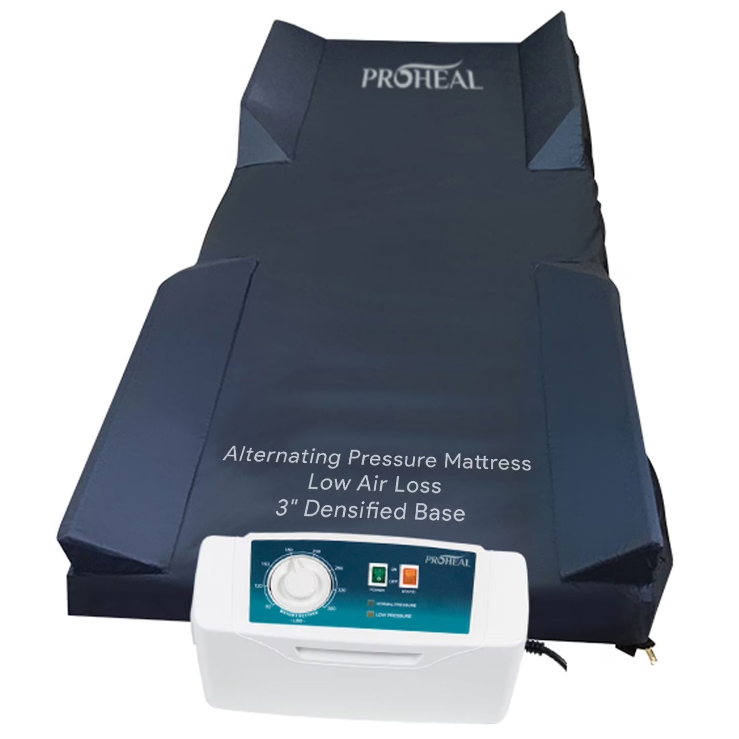 Proheal Low Air Loss Alternating Pressure Air Mattress with 3" Foam Base & Silent Pump - Stages I-III - 36” x 80” x 8”