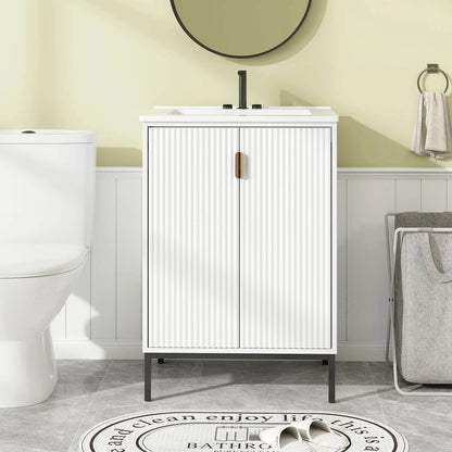 Costway Bathroom Vanity with Sink Combo 24 Inch Freestanding Bathroom Sink Cabinet White
