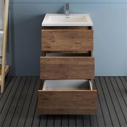 Fresca Lazzaro 24" Rosewood Free Standing Modern Bathroom Cabinet w/Integrated Sink