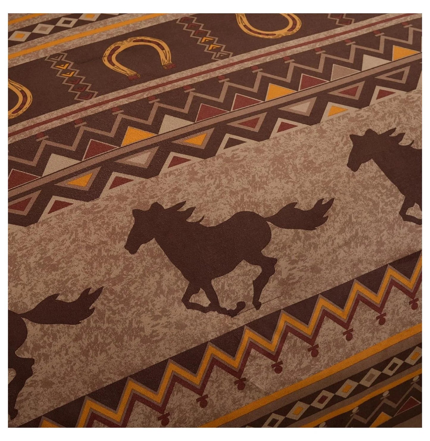 Sedona 7-Piece Southwestern Horses Comforter Set King - Micro Suede Bedding - Rustic Western Decor - 100% Polyester