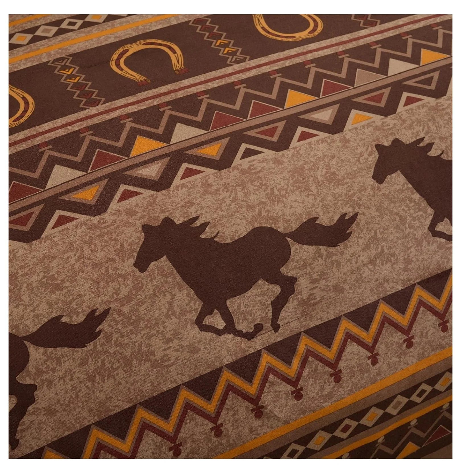 Sedona 7-Piece Southwestern Horses Comforter Set King - Micro Suede Bedding - Rustic Western Decor - 100% Polyester
