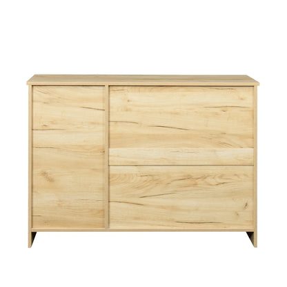 Buffet Sideboard, Kitchen Buffet Storage Cabinet Versatile Wardrobe Console Table with 2 Doors & 2 Drawers, Wood Free-Standing Pantry Cupboard with 1 Storage Cabinet for Dining Room, Oak