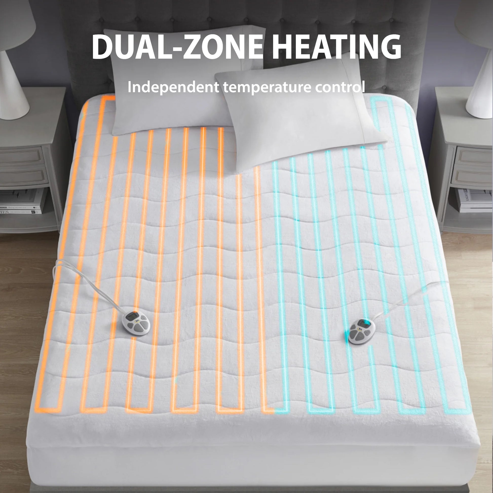 Serta Plush Queen Top Heated Plush Electric Mattress Pad, Auto Shut Off Ultra-Soft Waterproof Heating Mattress Protector with Dual Controller and 10 Heat Settings White
