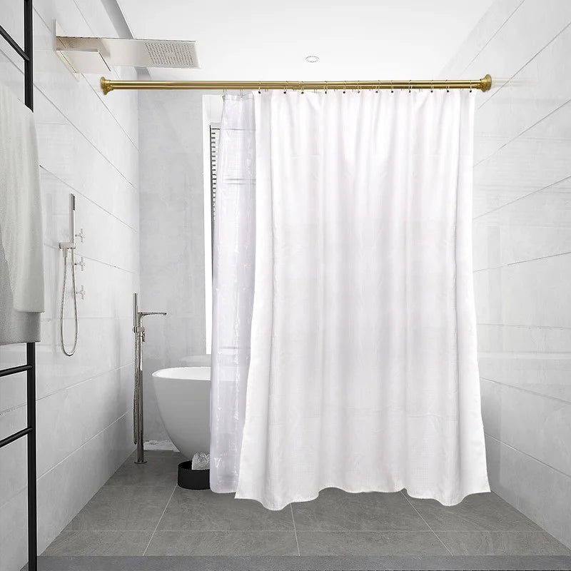 Utopia Alley Adjustable 72-In Double Shower Curtain Tension Rods - Rust-Proof Aluminum with Rubber End Cap, Easy Installation - Extendable, No Drilling, With Shower Liner and Hooks, Gold