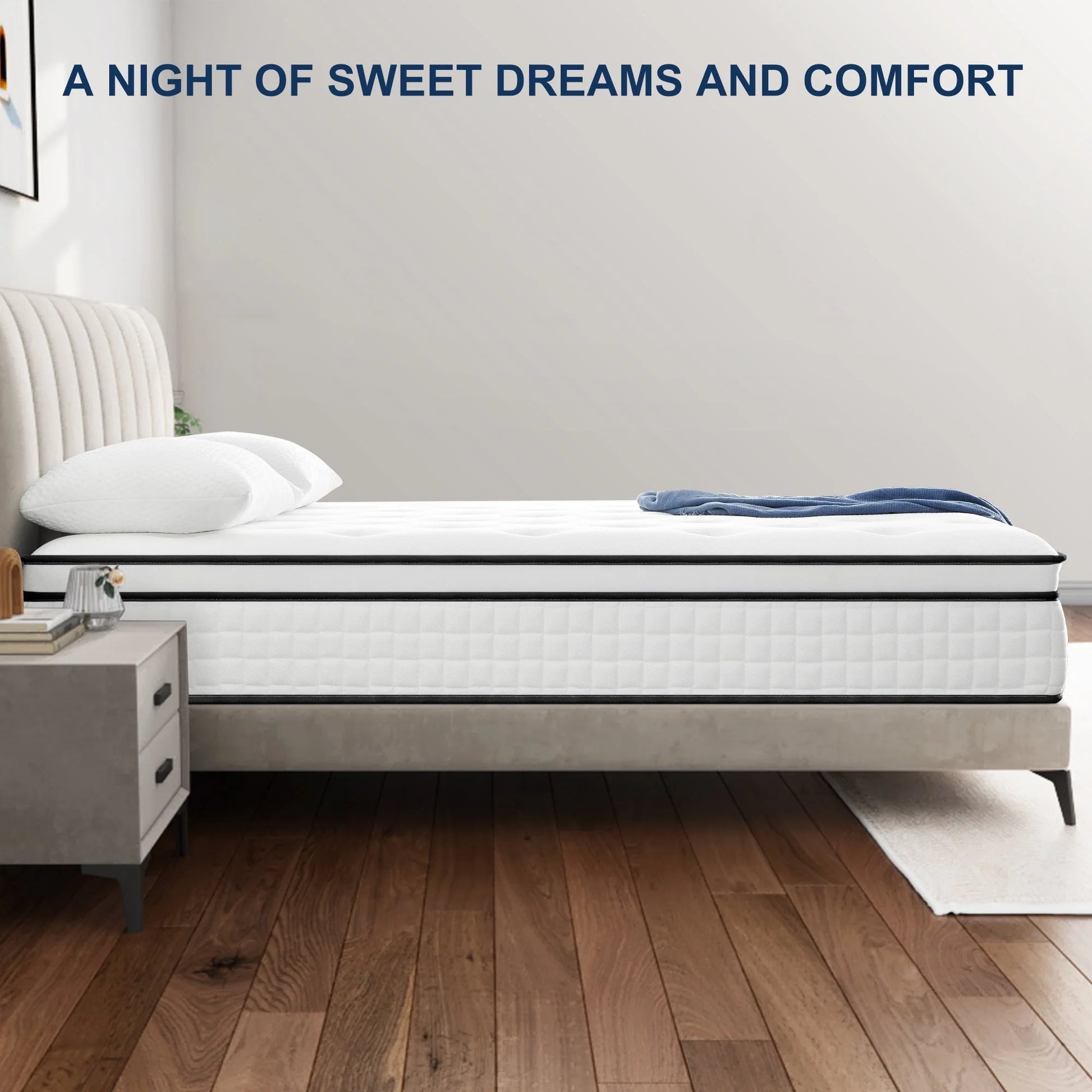 Queen Mattress, Madinog 12" Hybrid Mattress,Innerspring and Gel Memory Foam