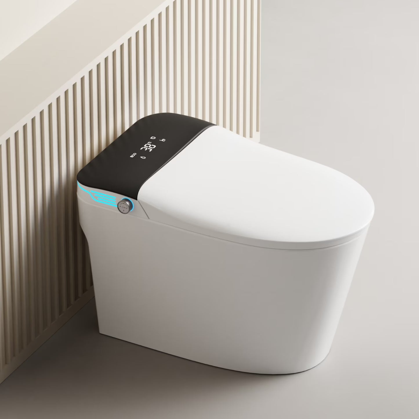 Smart Toilet with Voice Control, Heated Bidet Seat, Auto Open & Close, Warm Water Dryer, 1.28 GPF, White