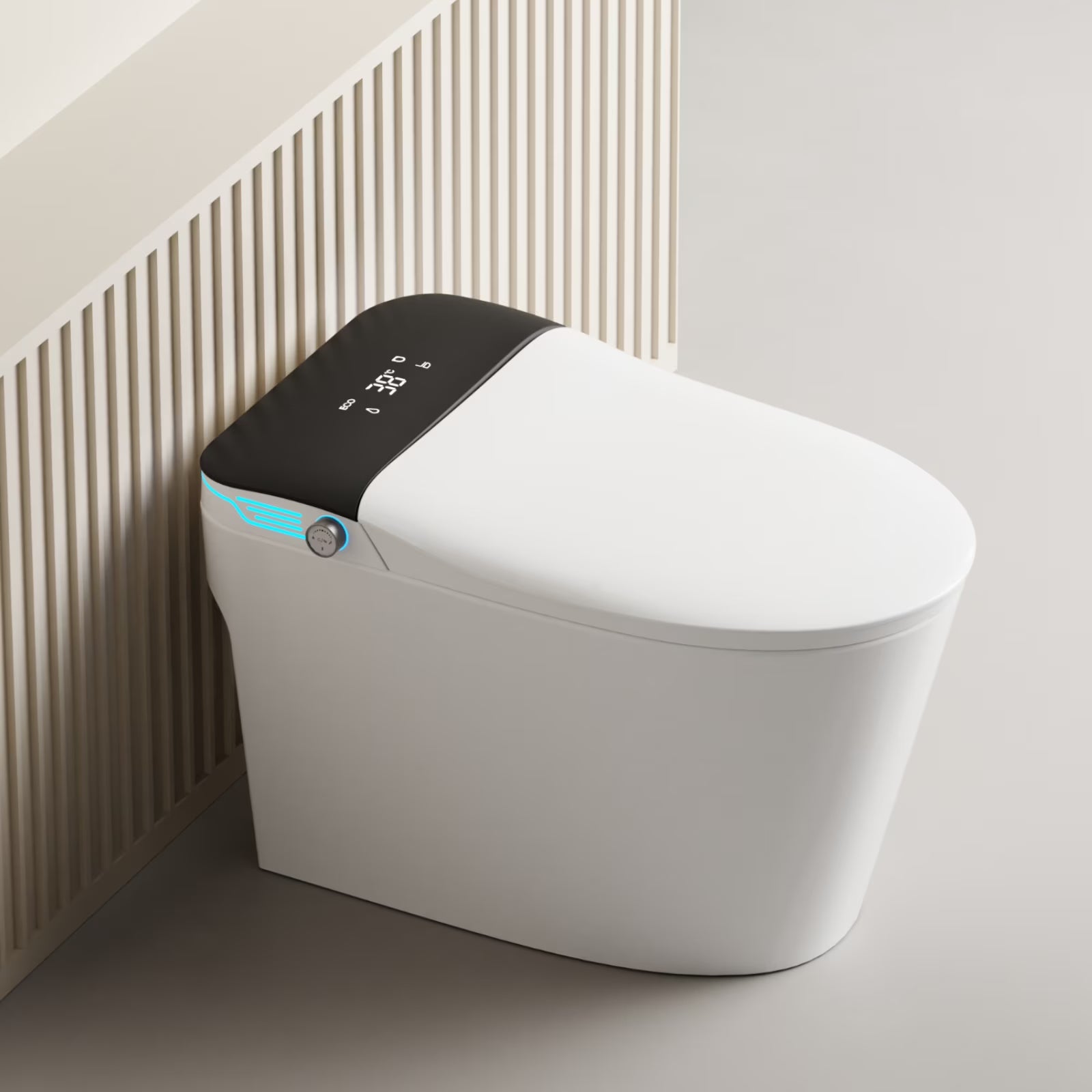 Smart Toilet with Voice Control, Heated Bidet Seat, Auto Open & Close, Warm Water Dryer, 1.28 GPF, White