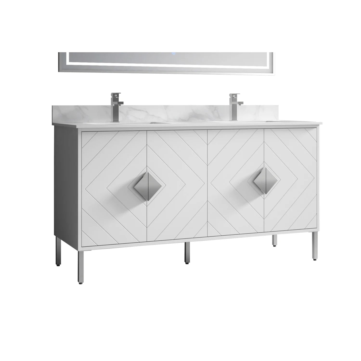 Tennant Brand 24" Modern White Bathroom Vanity with White Acrylic Top