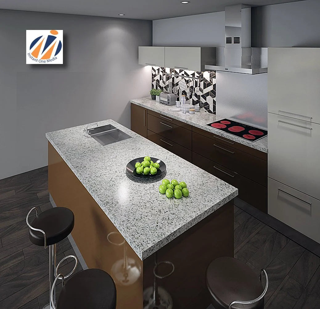 Instant Granite Countertop Vinyl Laminate Sheet | Peel & Stick | Durable Self-Adhesive Paper Roll Resists Heat, Stains, Water | Kitchen & Bath | 36° x 144° (3' x 12') | Marble Design | Luna Pearl