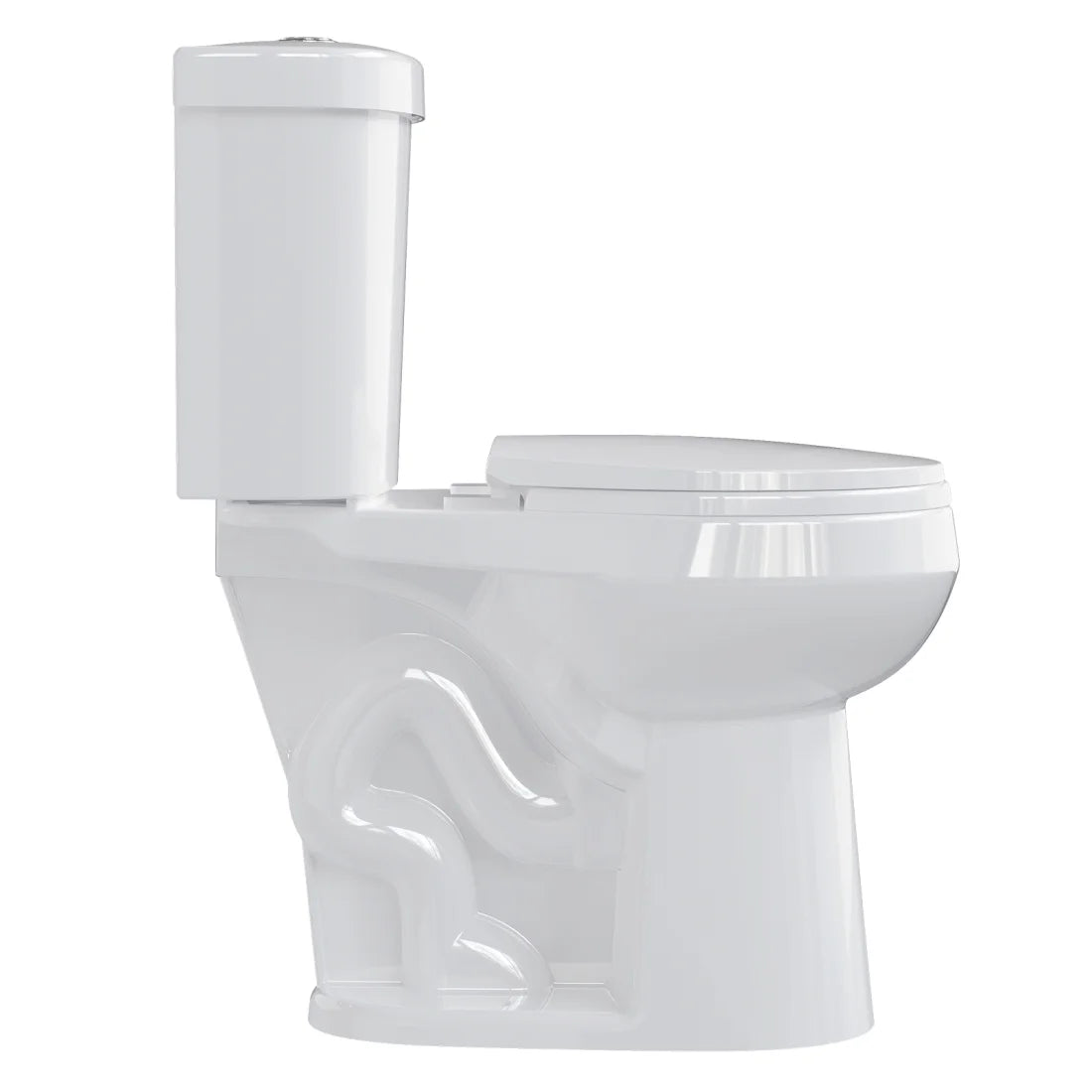 21" Toilet, Two-Piece Toilet, ADA Toilet with Dual Flush, Elongated Toilets for Bathrooms with Soft Close Seat, Universal Height with 1.28 Siphonic Flush Cotton White