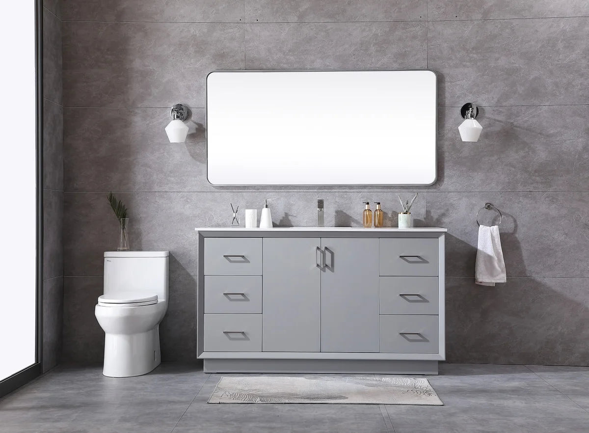 Elegant Kitchen and Bath 60 Inch Single Bathroom Vanity In Blue