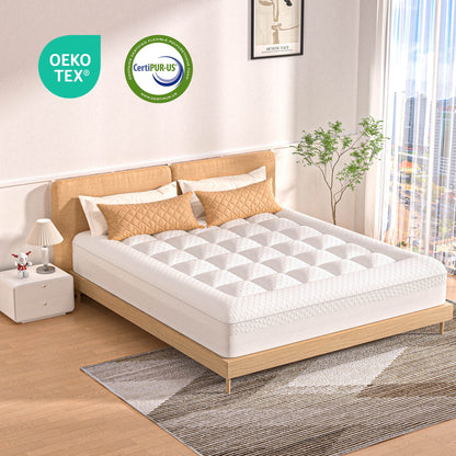COOLHUT 4-Inch Dual Layer Gel Memory Foam Mattress King Size, 2-Inch Cooling Gel Memory Foam Plus 2-Inch 100% 400TC Ultra Thick Soft Mattress Pillow Cover, Cool Comfort, Breathable Pressure Reduction