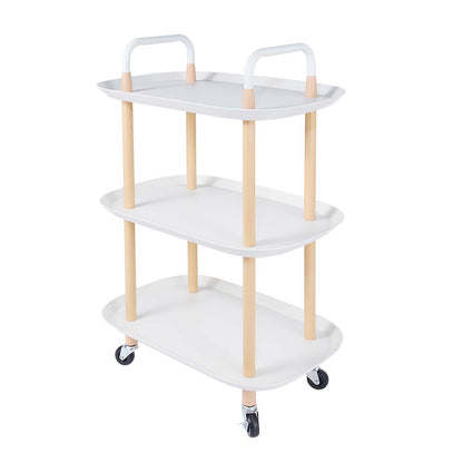3 Tier Rolling Utility Cart Storage Organizer Service Cart with Handle and Locking Wheels for Home, Bathroom, Office, Kitchen, Coffee Bar, Microwave Cooking Station, White