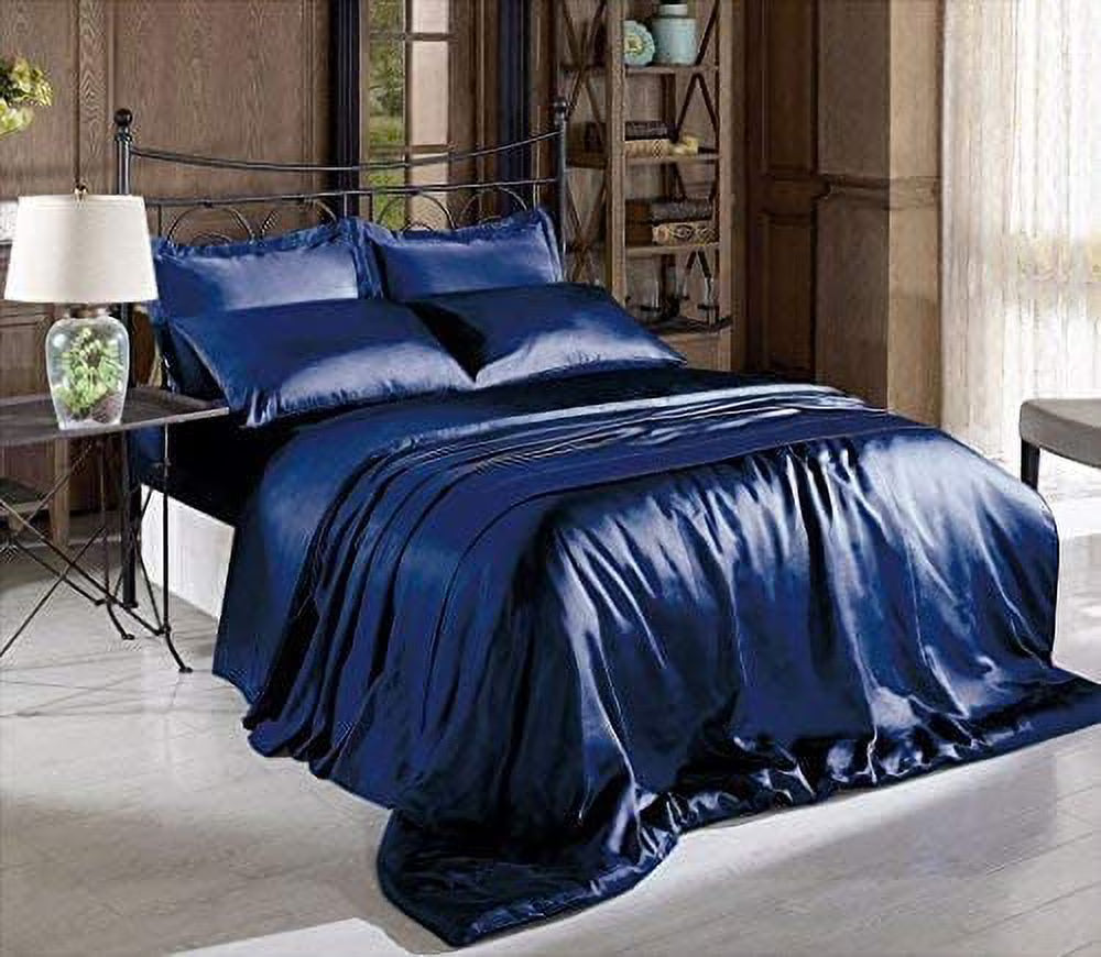 Roch Linen Silk Satin Comforter Full/Queen | Box Stitched | 300 GSM | Down Alternative Comforter | Luxurious Hotel Quality Quilt | Machine Washable | Ultra Soft Fluffy Bedding (Black)