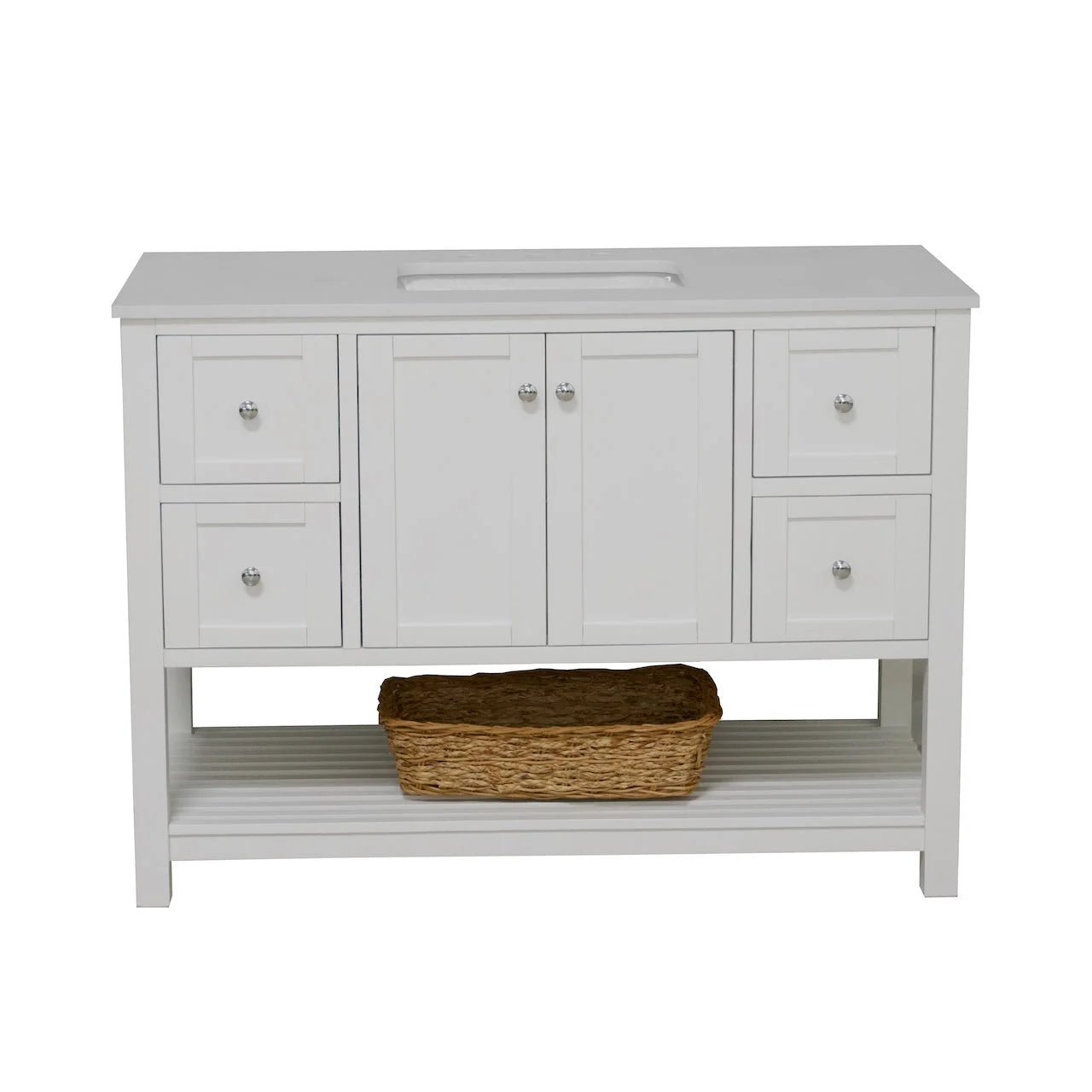 Lakeshore 48" Bathroom Vanity with White Cabinet and Engineered White Top
