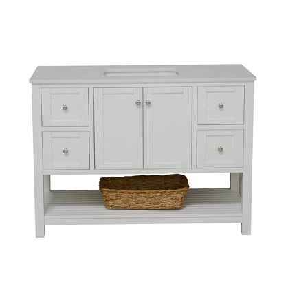 Lakeshore 48" Bathroom Vanity with White Cabinet and Engineered White Top