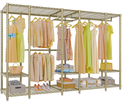 VIPEK V50 Extra Large Portable Closet Rack Bedroom Armoire Freestanding Wardrobe Closet, Heavy Duty Clothes Rack Multi-Functional Metal Clothing Rack for Hanging Clothes, Max Load 1300lbs, Black