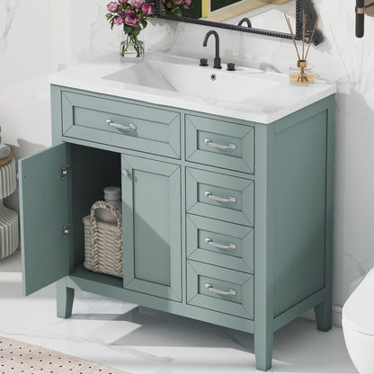 Euroco 36" Bathroom Vanity with Sink,Drawers, Solid Frame and MDF Board
