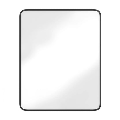 Merrick Lane 24" x 30" Reversible Bathroom Wall Medicine Cabinet with Rounded Rectangular Beveled Mirror and Black Metal Frame and Shelves