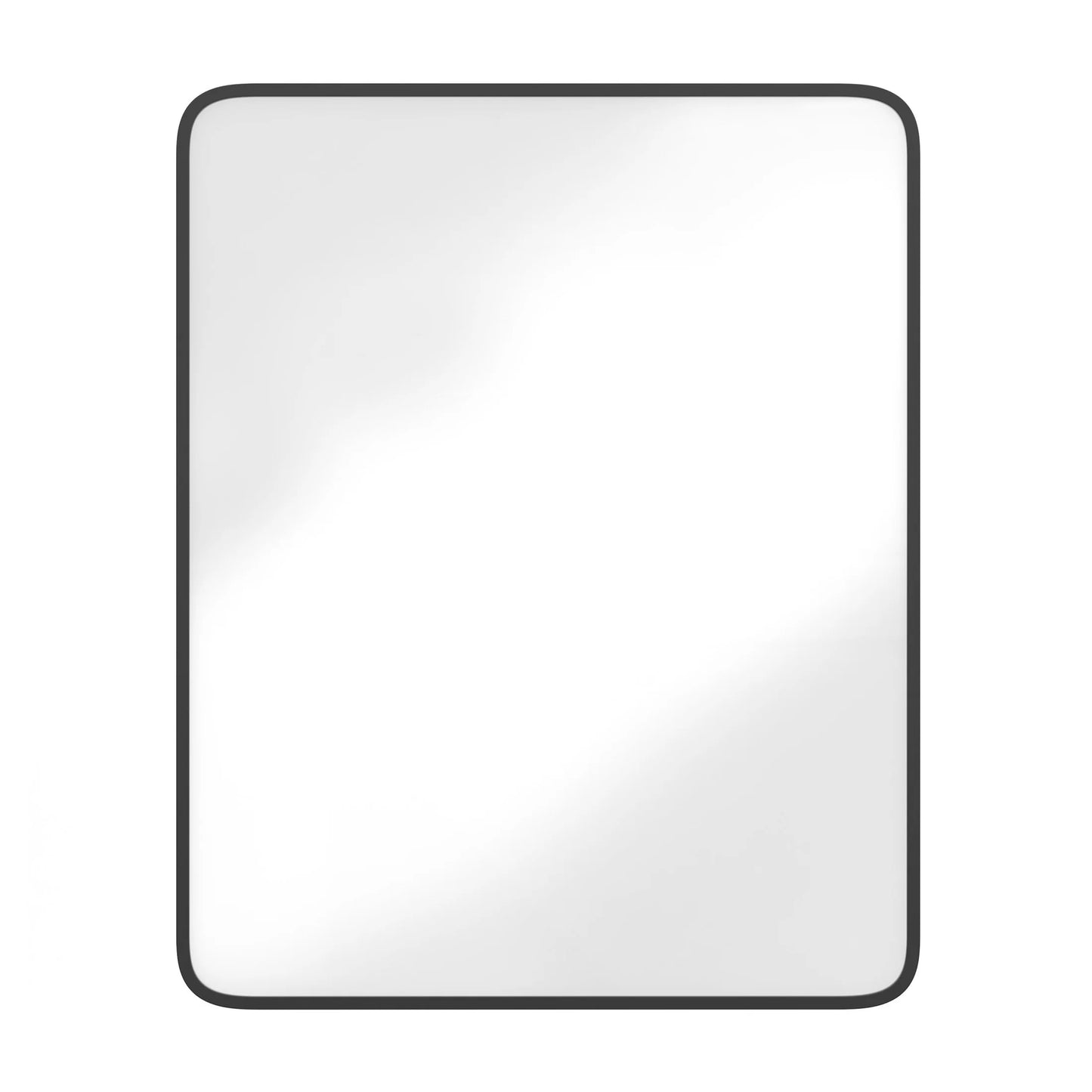 Emma + Oliver Black Metal Framed Bathroom Medicine Cabinet with Reversible, Recessed Design and Beveled Rounded Mirror - 24" x 30"